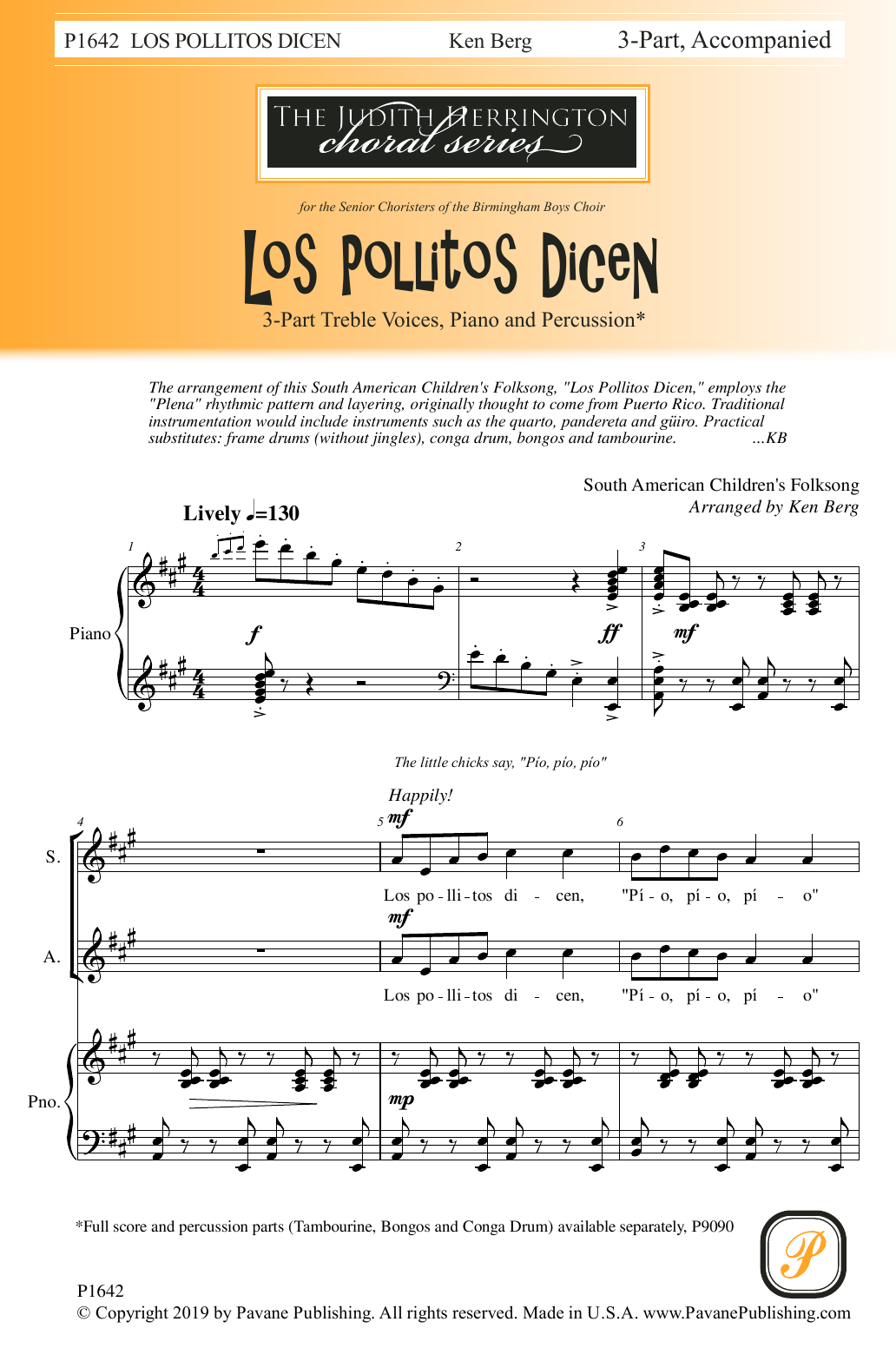 South American Children's Folksong Los Pollitos Dicen (Ken Berg) Sheet Music Notes & Chords for Choir - Download or Print PDF