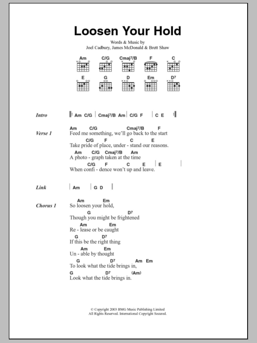 South Loosen Your Hold Sheet Music Notes & Chords for Lyrics & Chords - Download or Print PDF