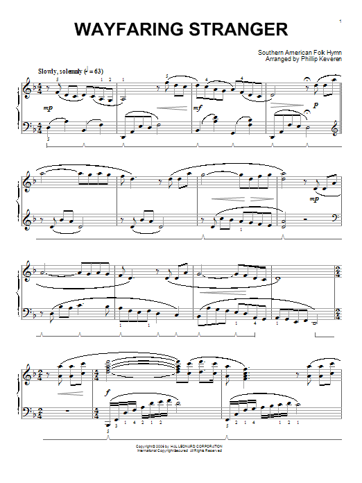 Southern American Folk Hymn Wayfaring Stranger Sheet Music Notes & Chords for Piano - Download or Print PDF