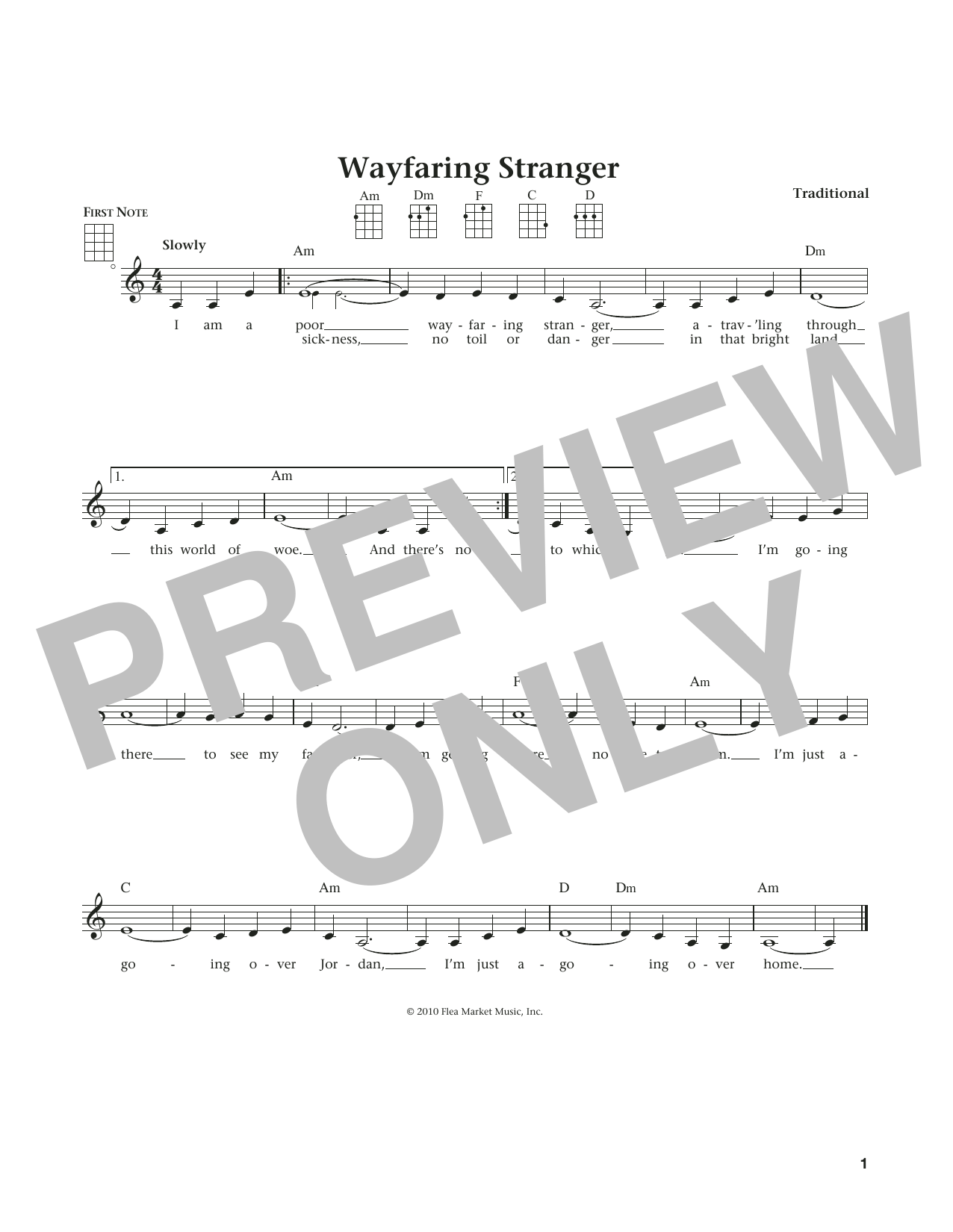 Southern American Folk Hymn Wayfaring Stranger (from The Daily Ukulele) (arr. Liz and Jim Beloff) Sheet Music Notes & Chords for Ukulele - Download or Print PDF