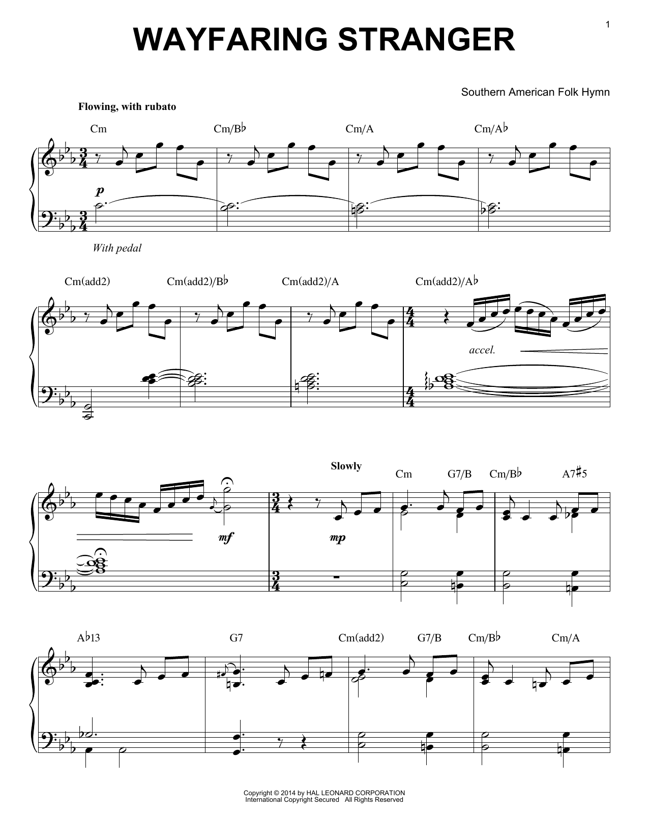 Southern American Folk Hymn Wayfaring Stranger [Jazz version] (arr. Brent Edstrom) Sheet Music Notes & Chords for Piano - Download or Print PDF