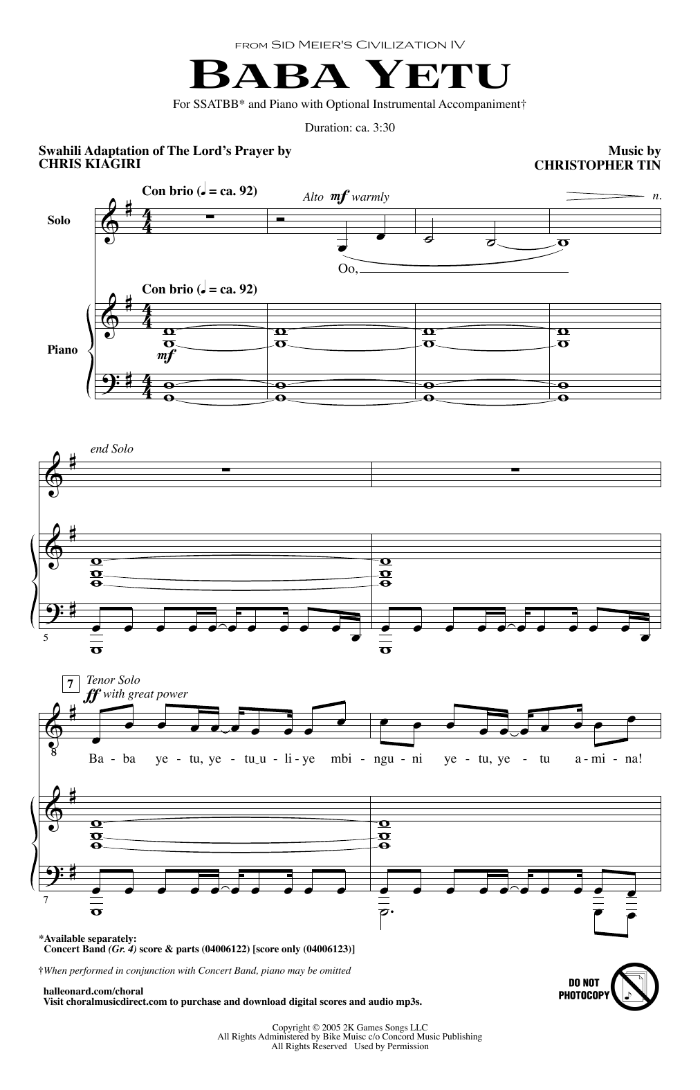 Soweto Gospel Choir Baba Yetu (from Civilization IV) Sheet Music Notes & Chords for SATB Choir - Download or Print PDF