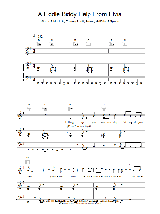 Space A Liddle Biddy Help From Elvis Sheet Music Notes & Chords for Piano, Vocal & Guitar - Download or Print PDF