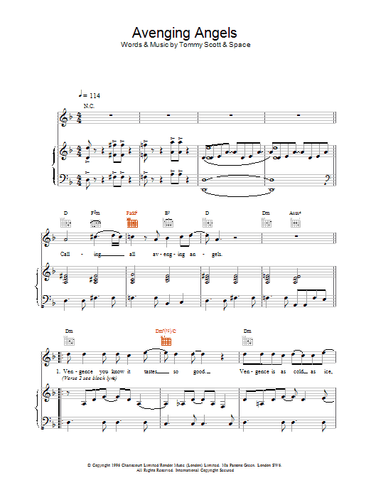 Space Avenging Angels Sheet Music Notes & Chords for Piano, Vocal & Guitar - Download or Print PDF