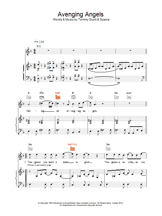 Space Avenging Angels sheet music notes and chords. Download Printable PDF.