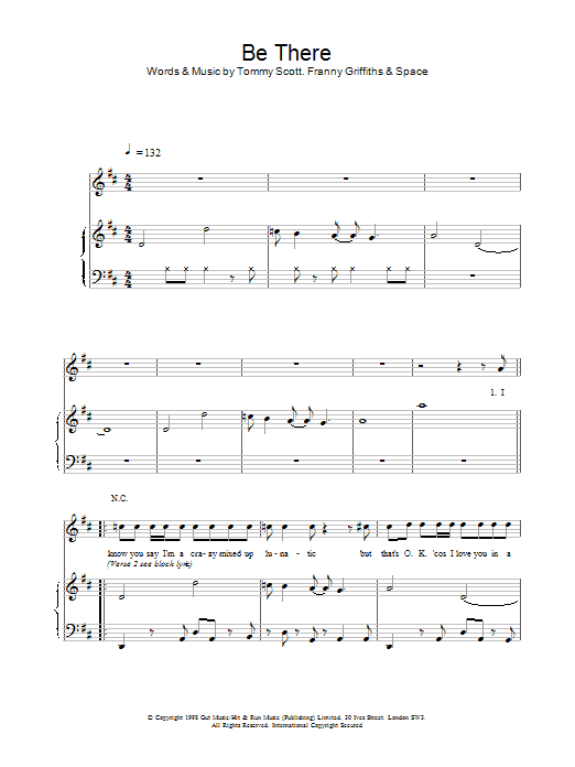 Space Be There Sheet Music Notes & Chords for Piano, Vocal & Guitar - Download or Print PDF