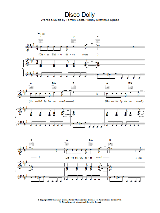 Space Disco Dolly Sheet Music Notes & Chords for Piano, Vocal & Guitar - Download or Print PDF