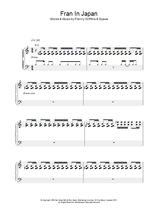Space Fran In Japan Sheet Music Notes & Chords for Piano, Vocal & Guitar (Right-Hand Melody) - Download or Print PDF