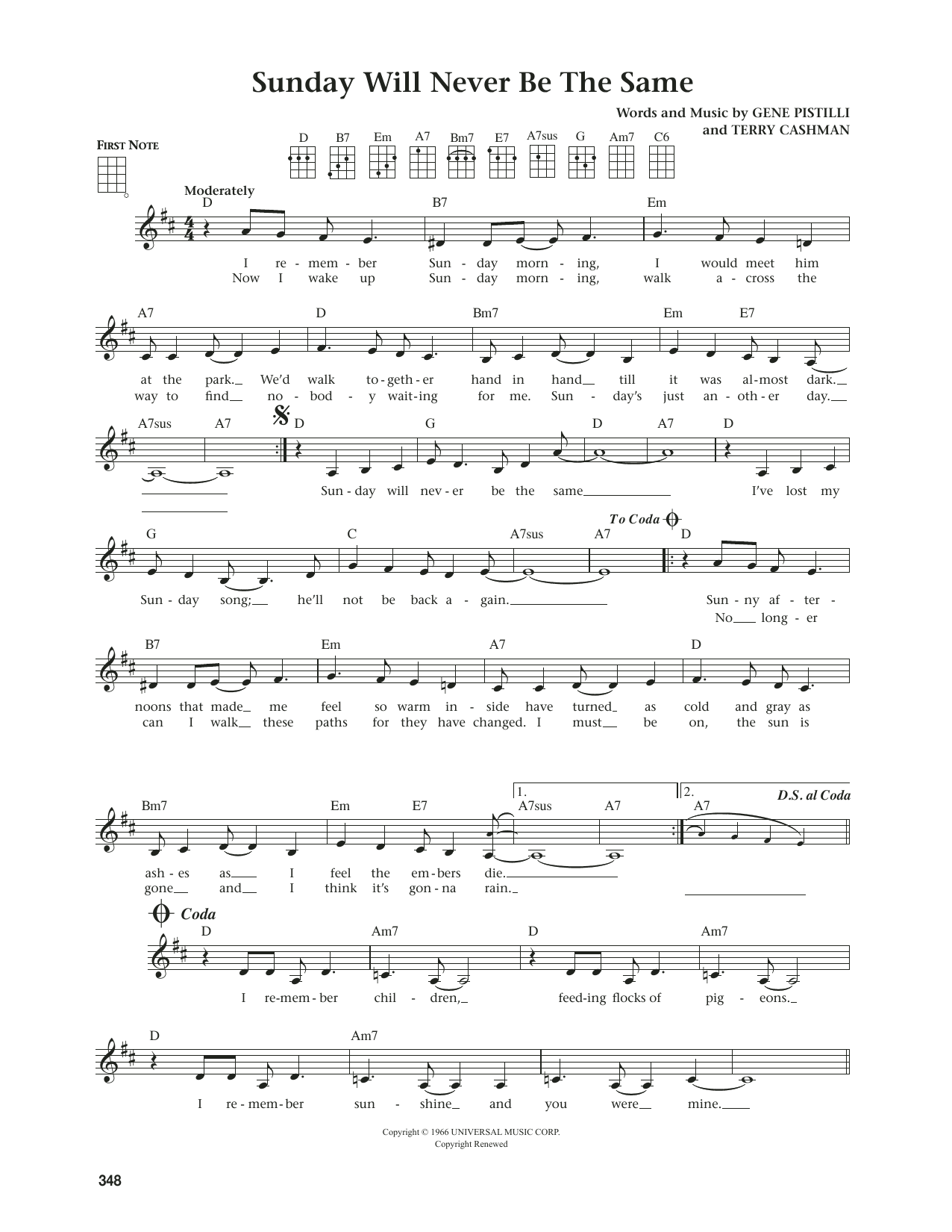 Spanky & Our Gang Sunday Will Never Be The Same (from The Daily Ukulele) (arr. Jim Beloff) Sheet Music Notes & Chords for Ukulele - Download or Print PDF