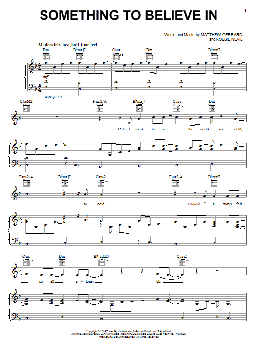 Spectacular! (Movie) Something To Believe In Sheet Music Notes & Chords for Piano, Vocal & Guitar (Right-Hand Melody) - Download or Print PDF