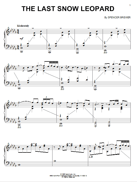 Spencer Brewer The Last Snow Leopard Sheet Music Notes & Chords for Piano - Download or Print PDF