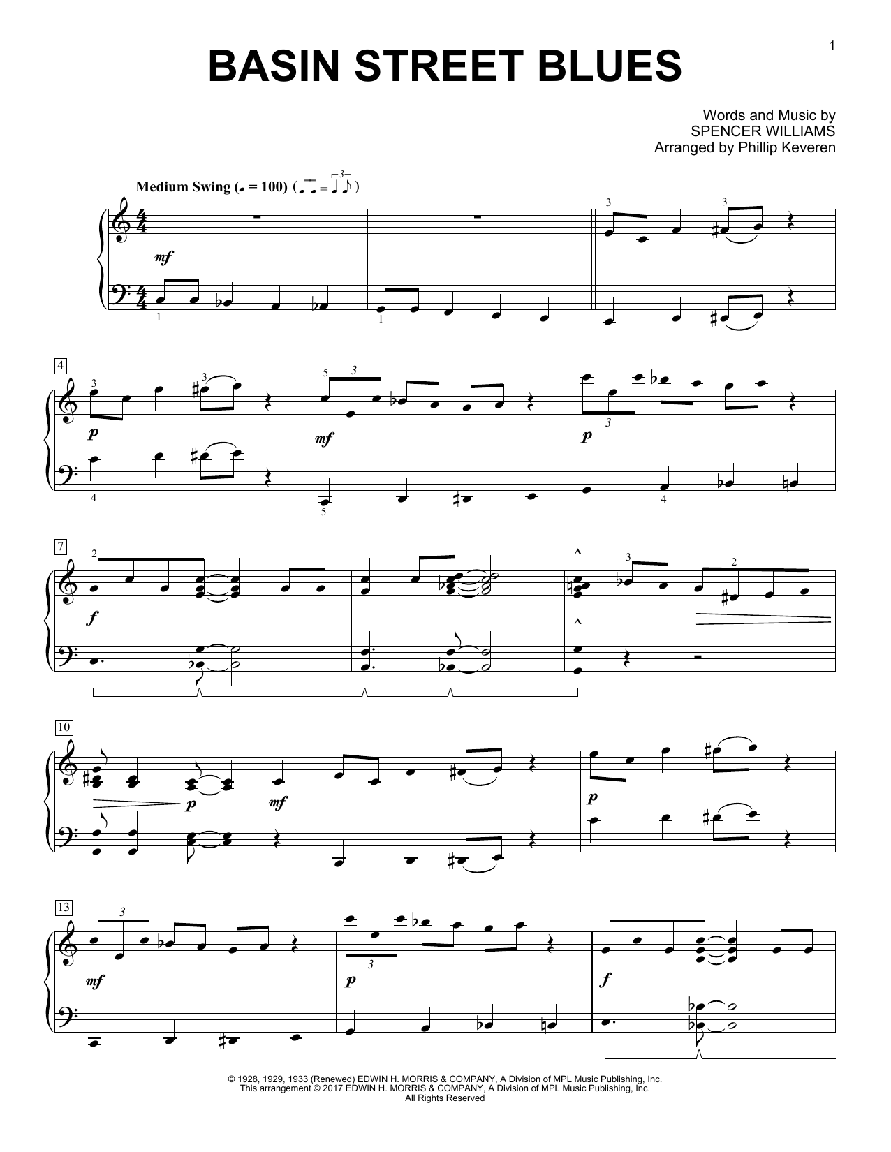 Phillip Keveren Basin Street Blues Sheet Music Notes & Chords for Piano Solo - Download or Print PDF