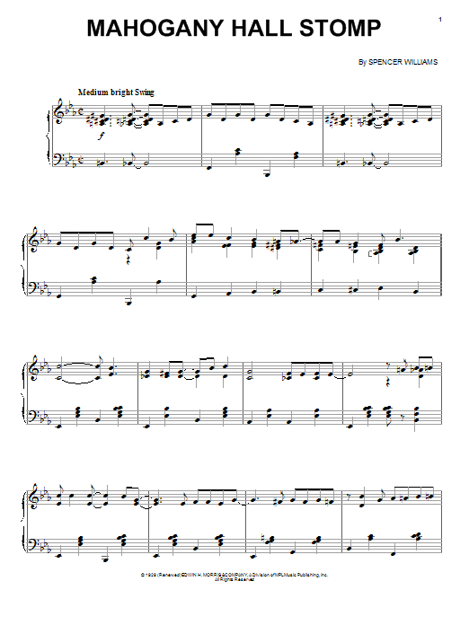 Spencer Williams Mahogany Hall Stomp Sheet Music Notes & Chords for Real Book – Melody, Lyrics & Chords - Download or Print PDF