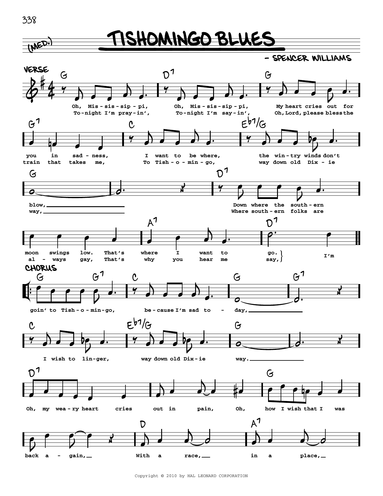 Spencer Williams Tishomingo Blues (arr. Robert Rawlins) Sheet Music Notes & Chords for Real Book – Melody, Lyrics & Chords - Download or Print PDF