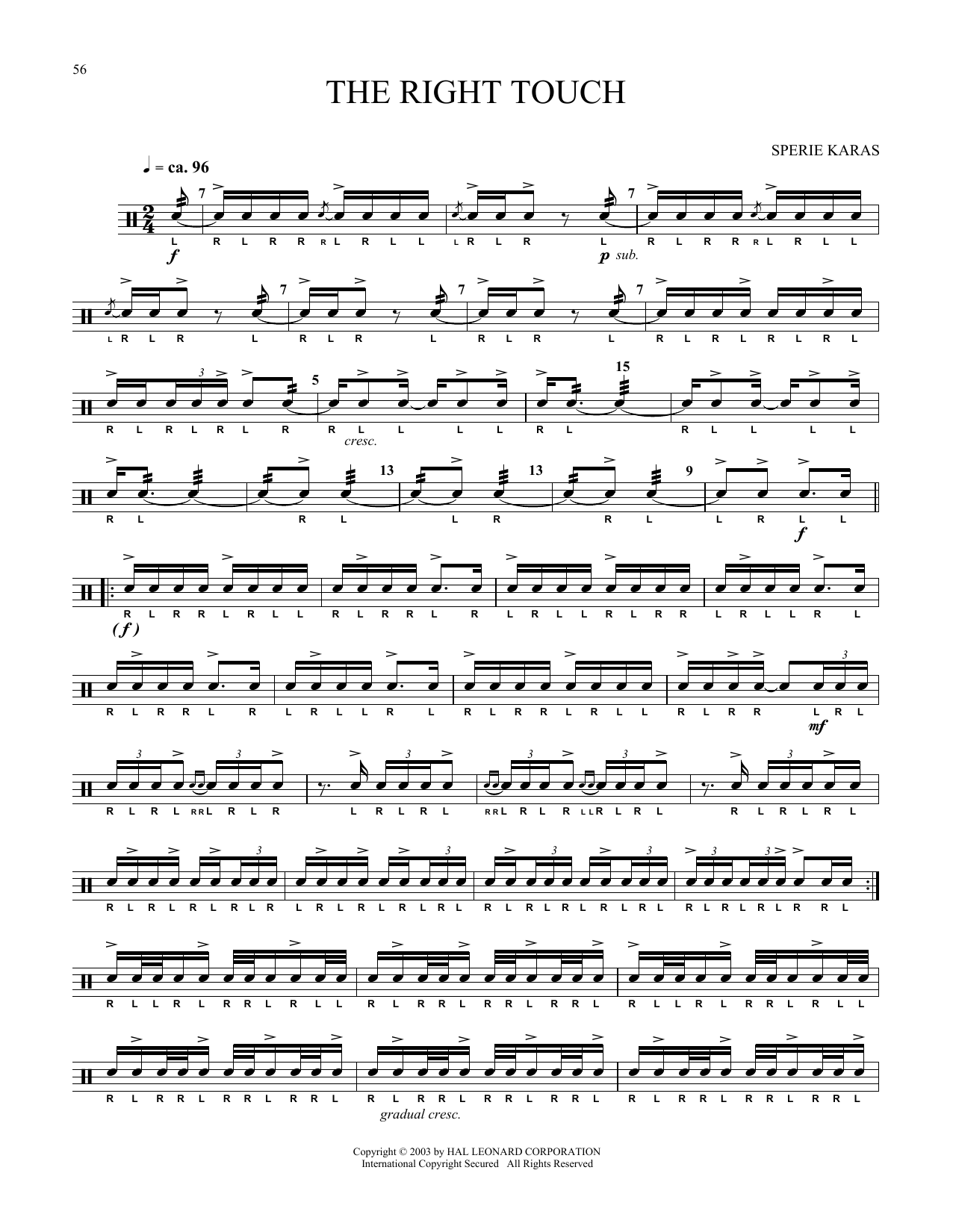 Sperie Karas The Right Touch Sheet Music Notes & Chords for Snare Drum Solo - Download or Print PDF