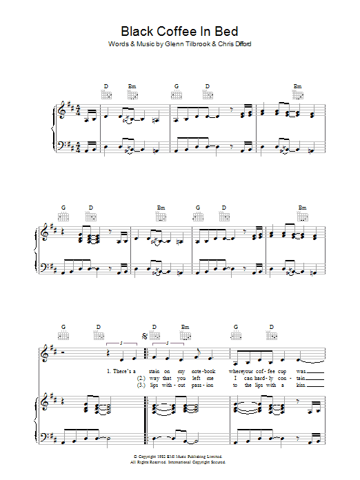 Squeeze Black Coffee In Bed Sheet Music Notes & Chords for Piano, Vocal & Guitar - Download or Print PDF