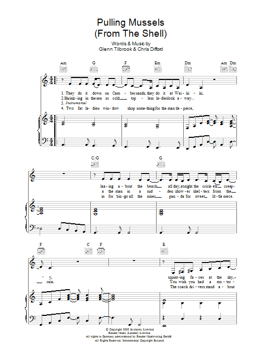 Squeeze Pulling Mussels Sheet Music Notes & Chords for Piano, Vocal & Guitar - Download or Print PDF