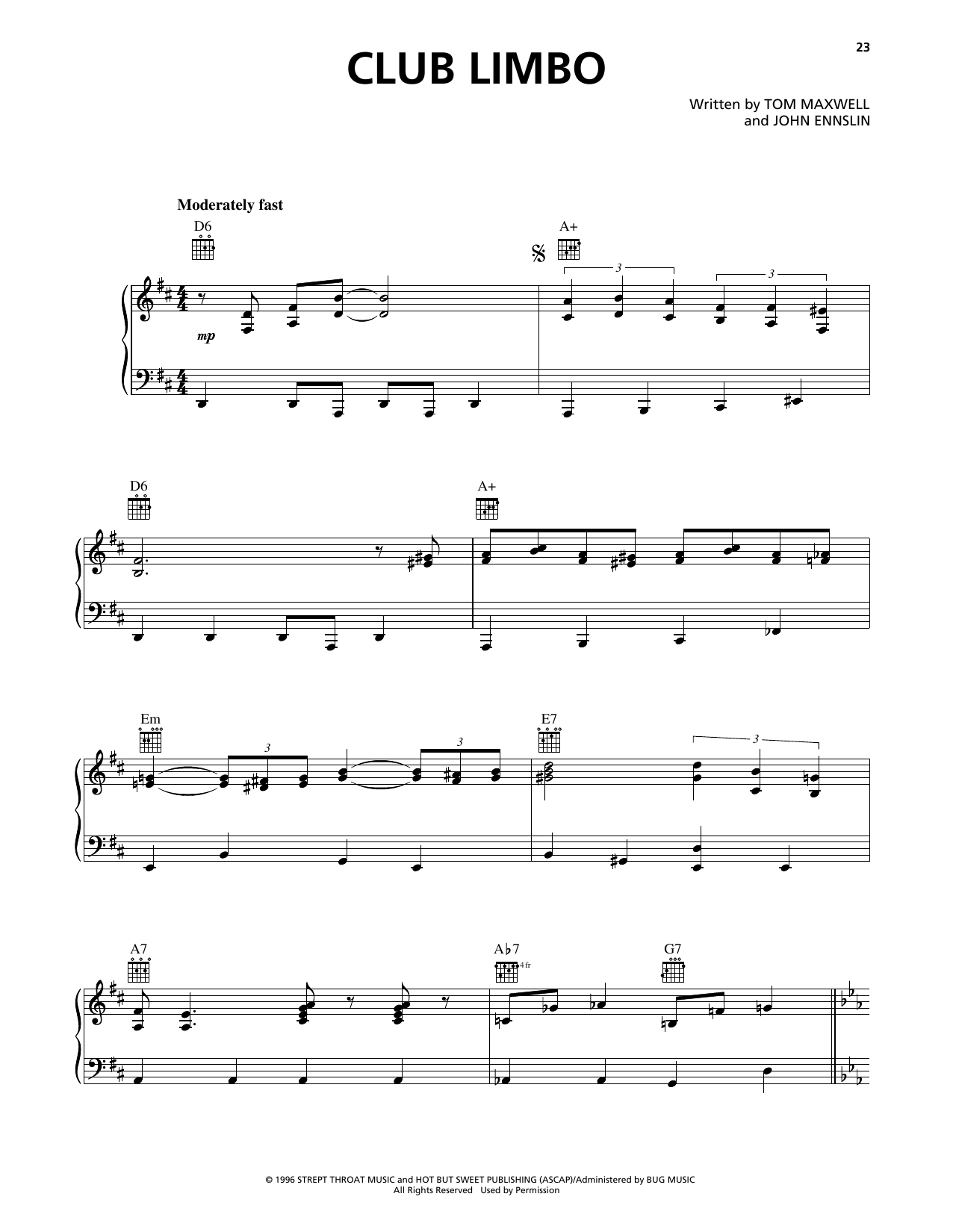 Squirrel Nut Zippers Club Limbo Sheet Music Notes & Chords for Piano, Vocal & Guitar Chords (Right-Hand Melody) - Download or Print PDF