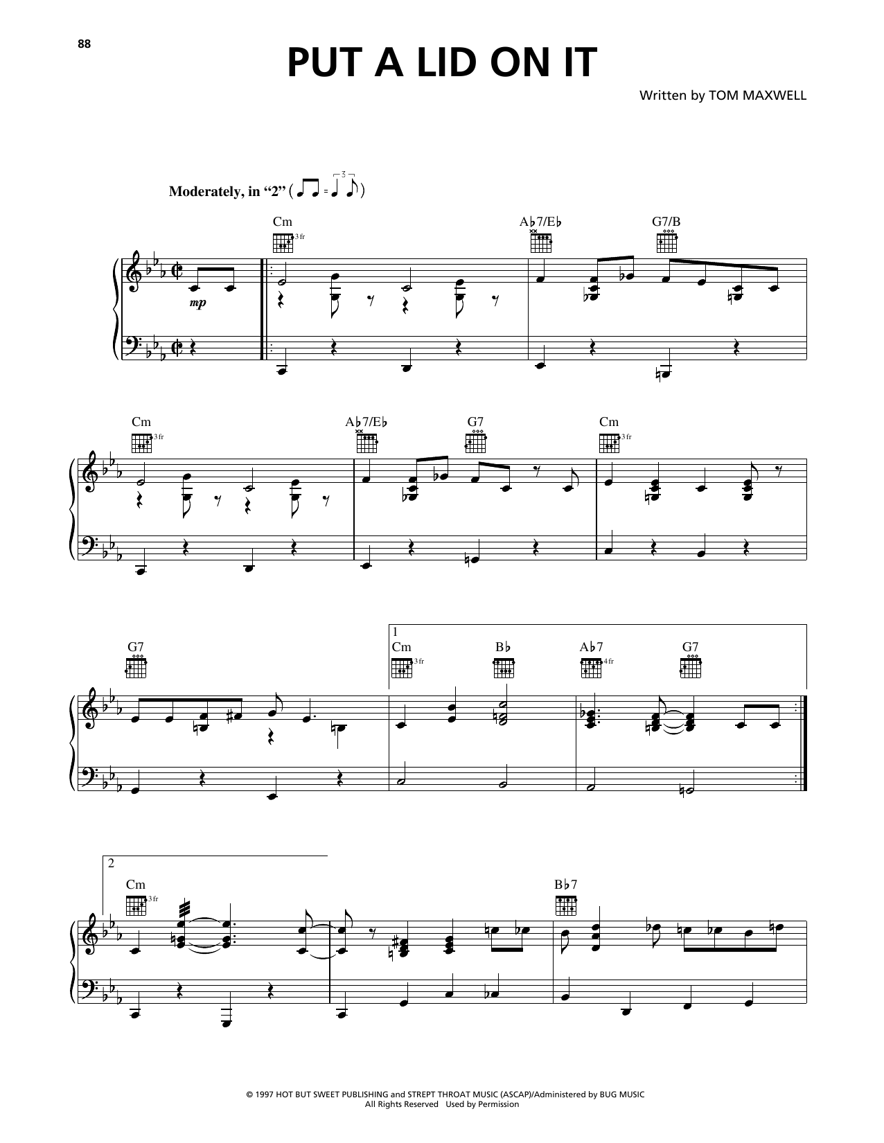 Squirrel Nut Zippers Put A Lid On It Sheet Music Notes & Chords for Piano, Vocal & Guitar Chords (Right-Hand Melody) - Download or Print PDF