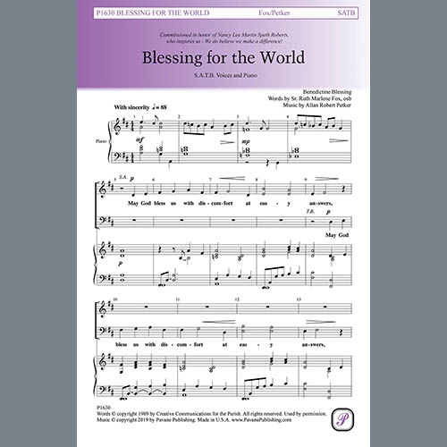 Sr. Ruth Marlene Fox and Allan Robert Petker, Blessing For The World, SATB Choir