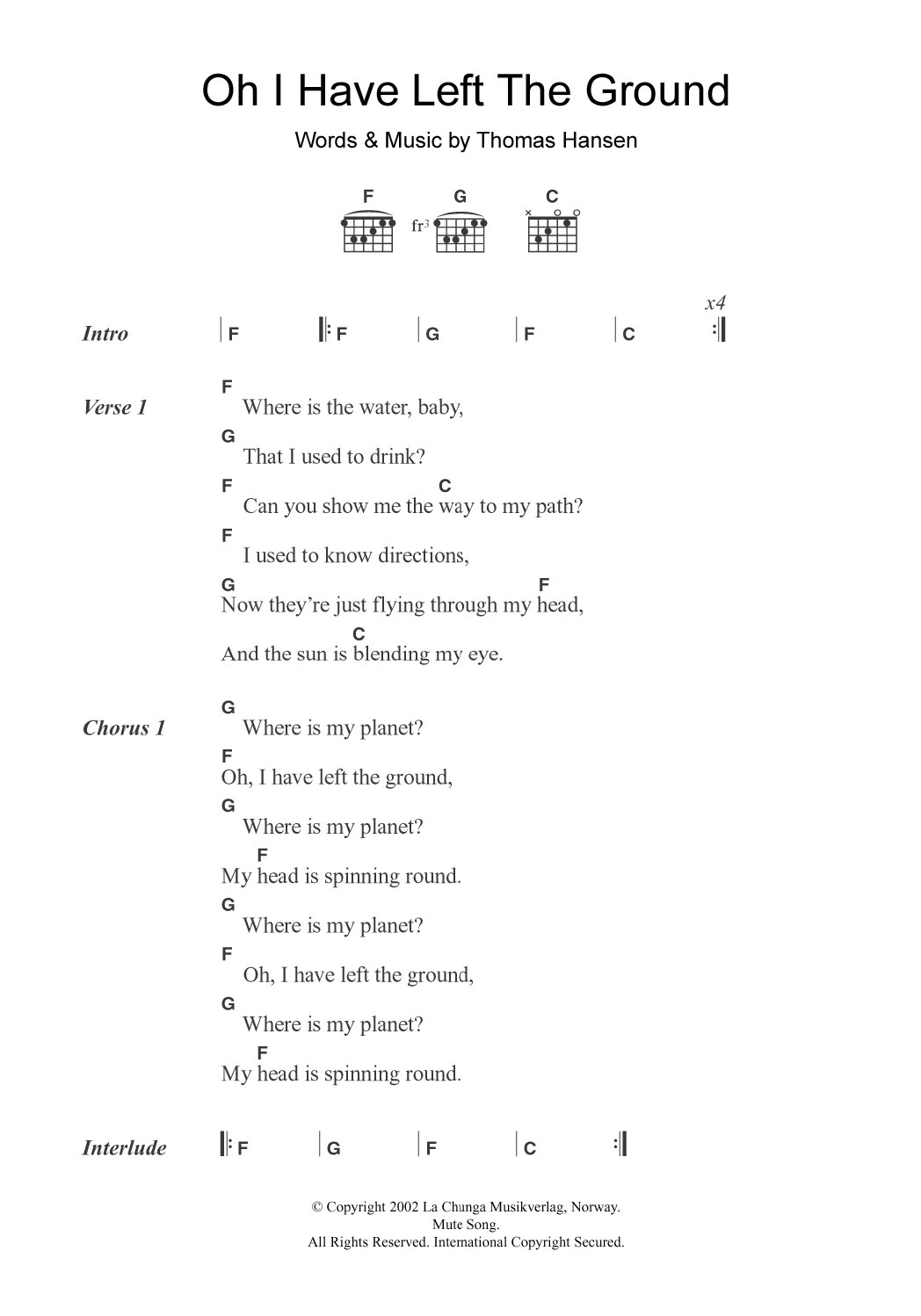 St. Thomas Oh I Have Left The Ground Sheet Music Notes & Chords for Guitar Chords/Lyrics - Download or Print PDF