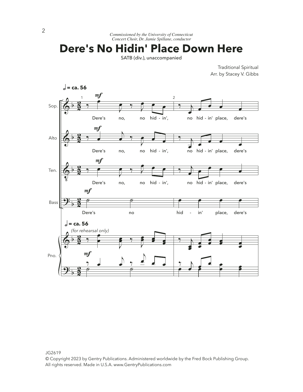 Stacey V. Gibbs Dere's No Hidin' Place Sheet Music Notes & Chords for SATB Choir - Download or Print PDF