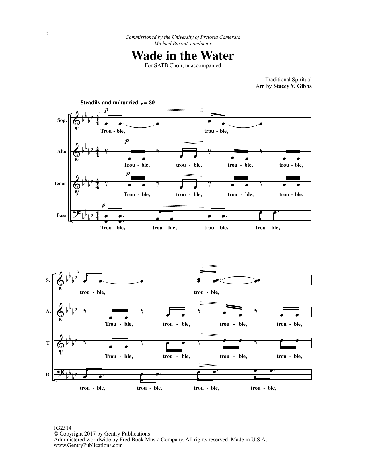 Stacey V. Gibbs Wade in the Water Sheet Music Notes & Chords for Choral - Download or Print PDF