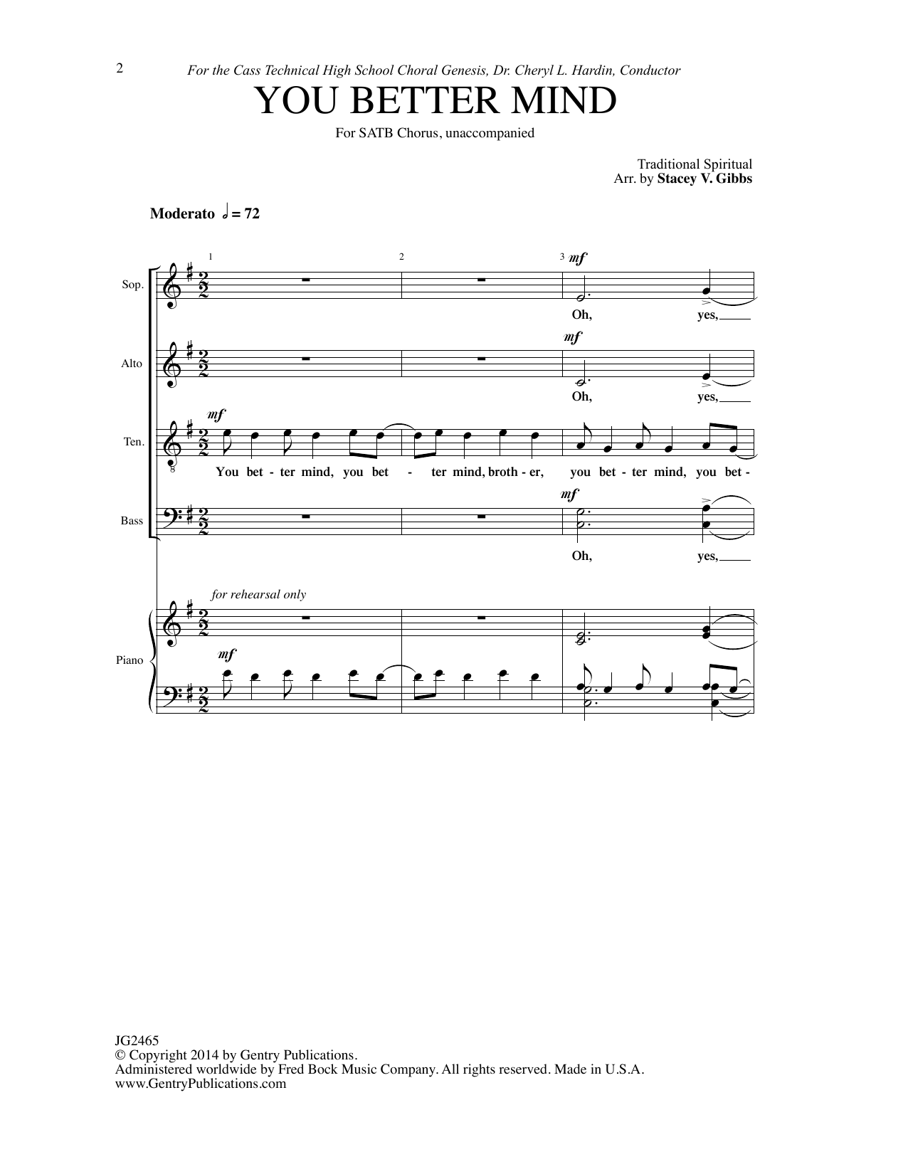 Stacey V. Gibbs You Better Mind Sheet Music Notes & Chords for Choral - Download or Print PDF
