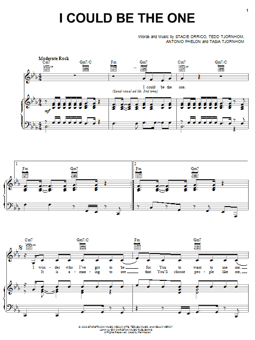 Stacie Orrico I Could Be The One Sheet Music Notes & Chords for Piano, Vocal & Guitar (Right-Hand Melody) - Download or Print PDF Stacie Orrico I Could Be The One Sheet Music Notes & Chords for Piano, Vocal & Guitar (Right-Hand Melody) - Download or Print PDF