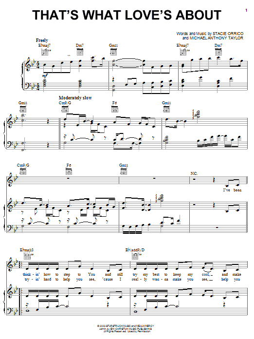 Stacie Orrico That's What Love's About Sheet Music Notes & Chords for Piano, Vocal & Guitar (Right-Hand Melody) - Download or Print PDF Stacie Orrico That's What Love's About Sheet Music Notes & Chords for Piano, Vocal & Guitar (Right-Hand Melody) - Download or Print PDF