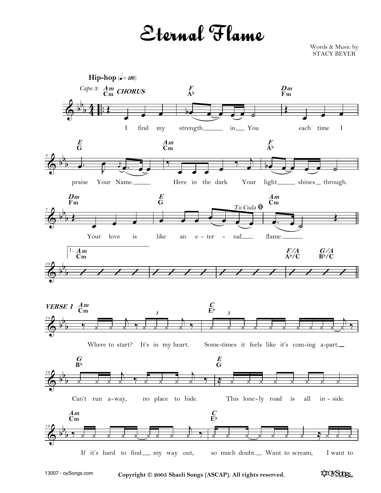 Stacy Beyer Eternal Flame Sheet Music Notes & Chords for Real Book – Melody, Lyrics & Chords - Download or Print PDF
