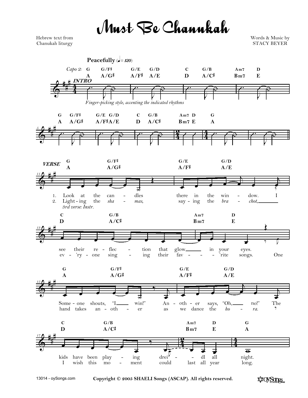 Stacy Beyer Must Be Chanukah Sheet Music Notes & Chords for Real Book – Melody, Lyrics & Chords - Download or Print PDF