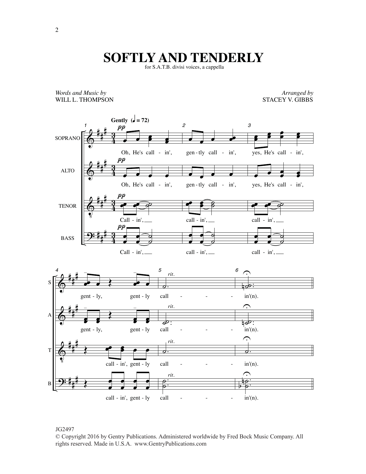 Stacy V. Gibbs Softly and Tenderly Sheet Music Notes & Chords for Choral - Download or Print PDF