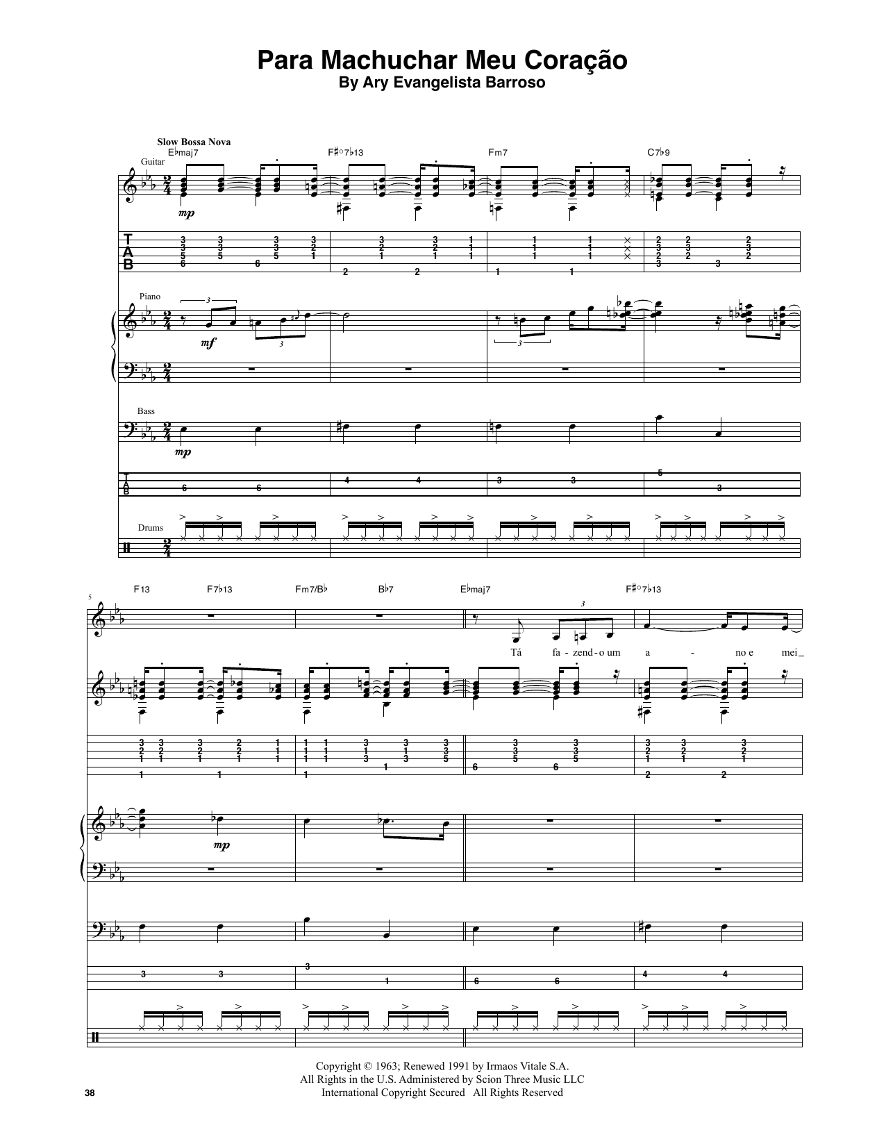 Stan Getz & João Gilberto Para Machuchar Meu Coracao Sheet Music Notes & Chords for Transcribed Score - Download or Print PDF