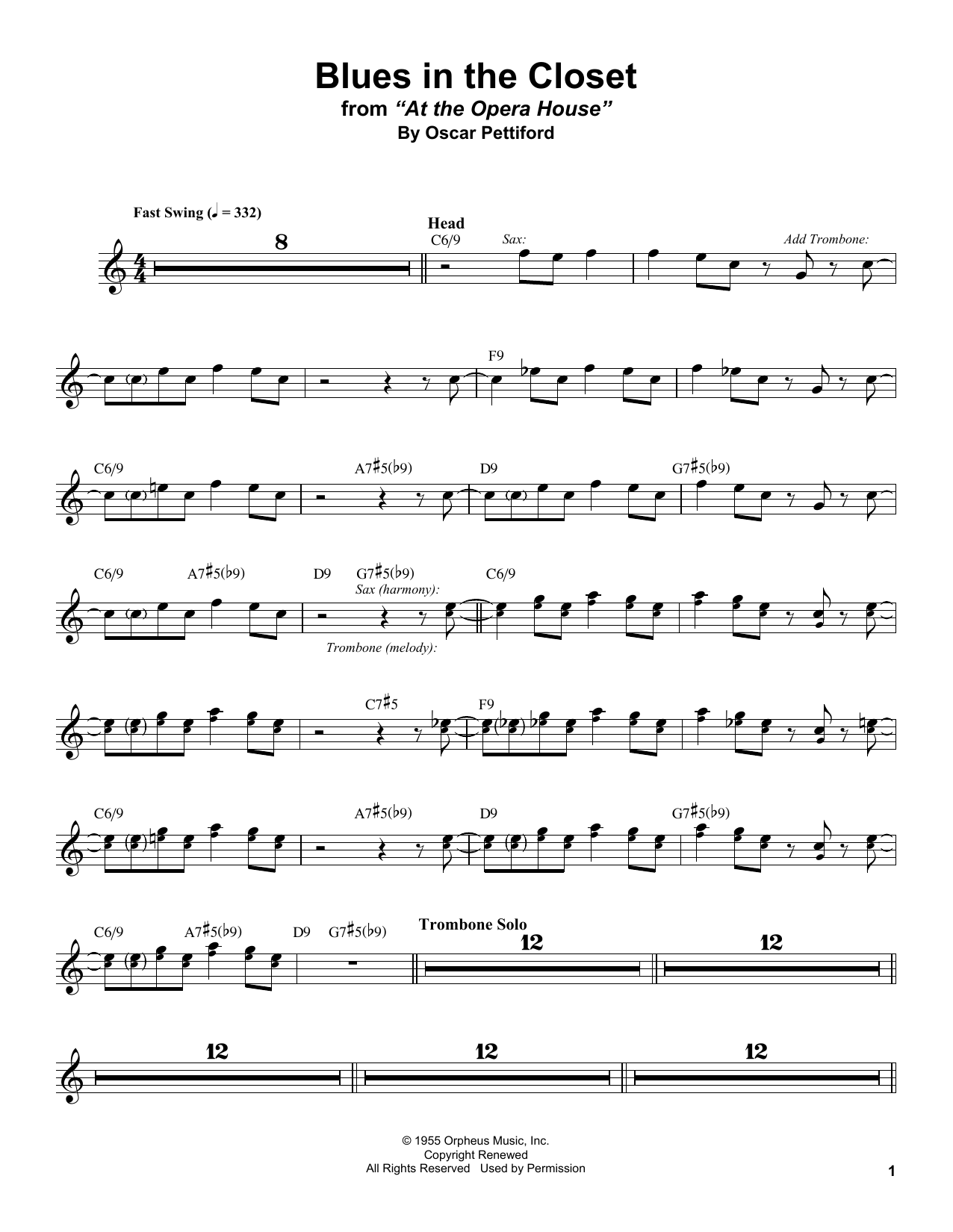 Stan Getz Blues In The Closet Sheet Music Notes & Chords for Tenor Sax Transcription - Download or Print PDF