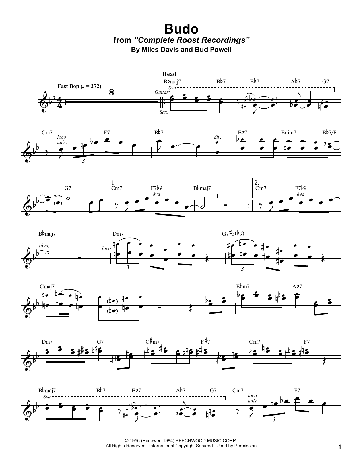 Stan Getz Budo Sheet Music Notes & Chords for Tenor Sax Transcription - Download or Print PDF