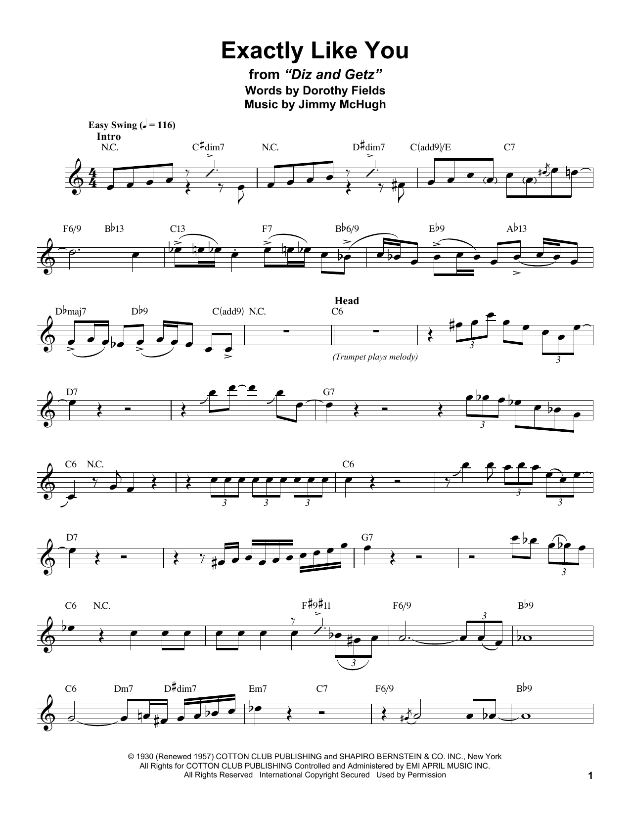Stan Getz Exactly Like You Sheet Music Notes & Chords for Tenor Sax Transcription - Download or Print PDF