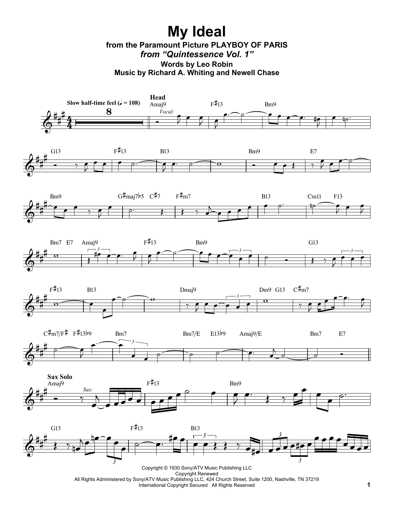 Stan Getz My Ideal (from Playboy of Paris) Sheet Music Notes & Chords for Alto Sax Transcription - Download or Print PDF
