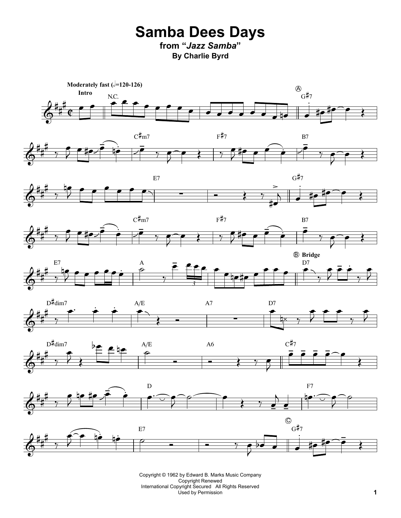 Stan Getz Samba Dees Days Sheet Music Notes & Chords for Tenor Sax Transcription - Download or Print PDF