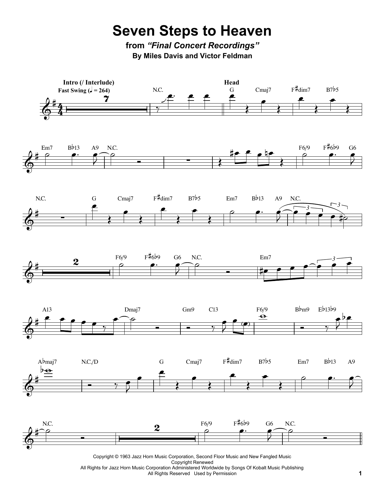 Stan Getz Seven Steps To Heaven Sheet Music Notes & Chords for Tenor Sax Transcription - Download or Print PDF