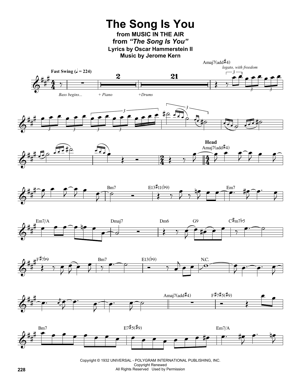 Stan Getz The Song Is You Sheet Music Notes & Chords for Tenor Sax Transcription - Download or Print PDF