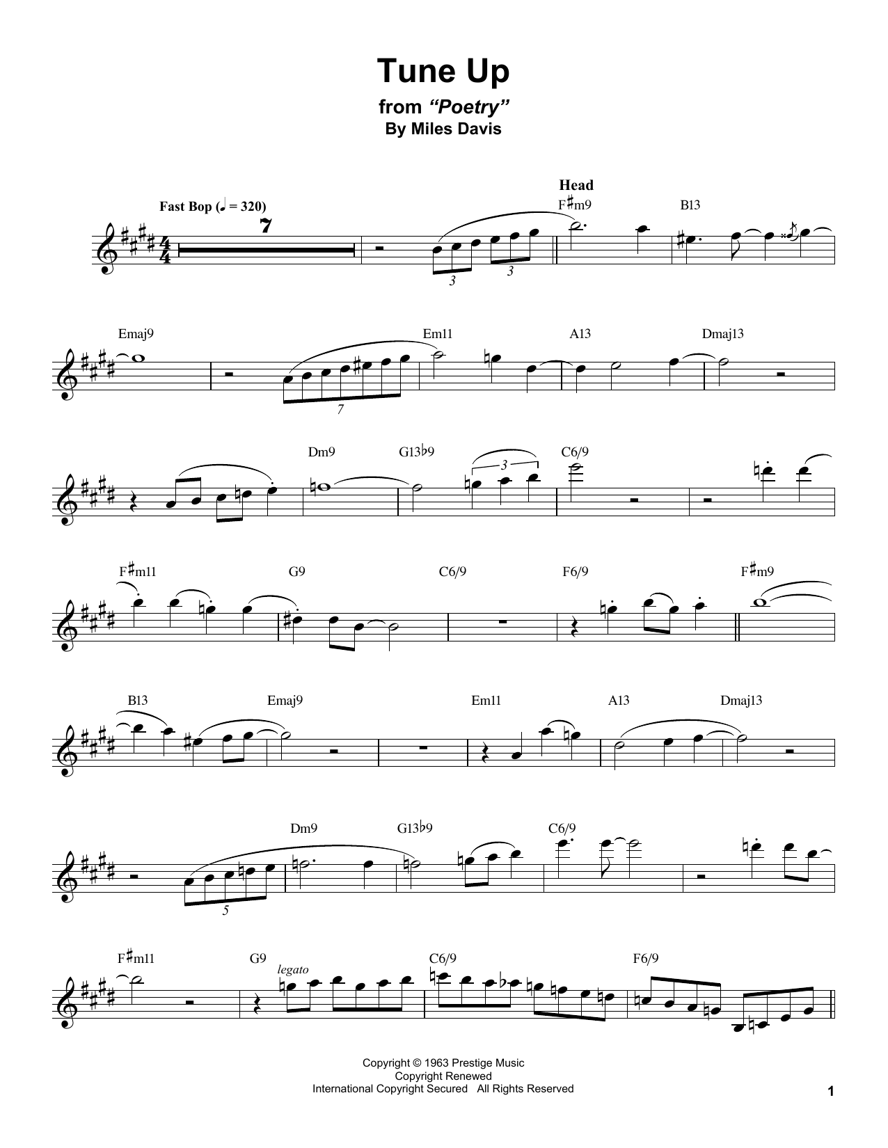 Stan Getz Tune Up Sheet Music Notes & Chords for Alto Sax Transcription - Download or Print PDF