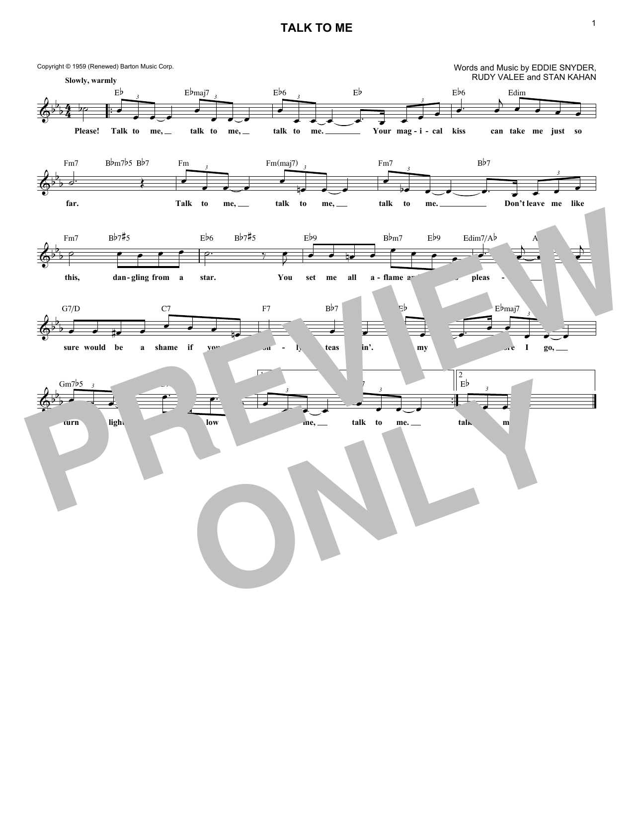 Frank Sinatra Talk To Me Sheet Music Notes & Chords for Melody Line, Lyrics & Chords - Download or Print PDF Frank Sinatra Talk To Me Sheet Music Notes & Chords for Melody Line, Lyrics & Chords - Download or Print PDF