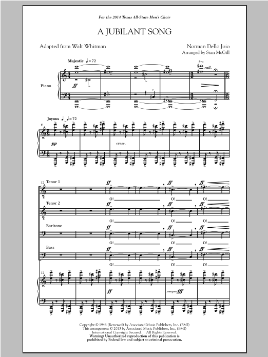 Stan McGill A Jubilant Song Sheet Music Notes & Chords for TTBB - Download or Print PDF