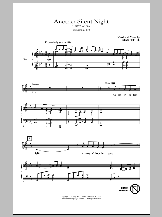Stan Pethel Another Silent Night Sheet Music Notes & Chords for SATB - Download or Print PDF