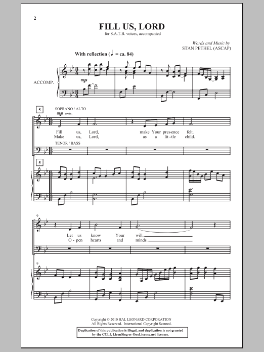 Stan Pethel Fill Us, Lord Sheet Music Notes & Chords for SATB - Download or Print PDF