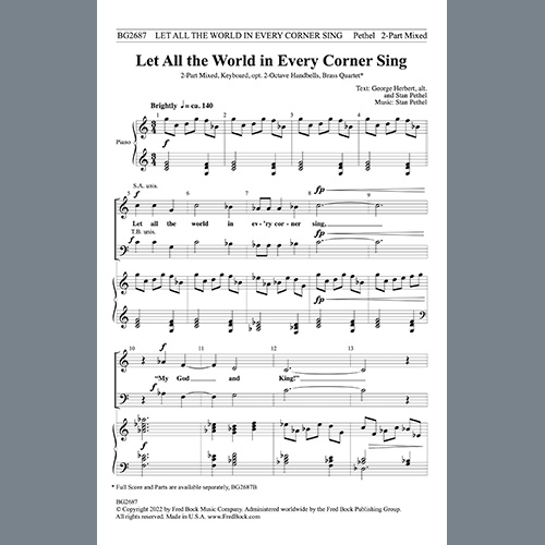 Stan Pethel, Let All the World in Every Corner Sing, SATB Choir