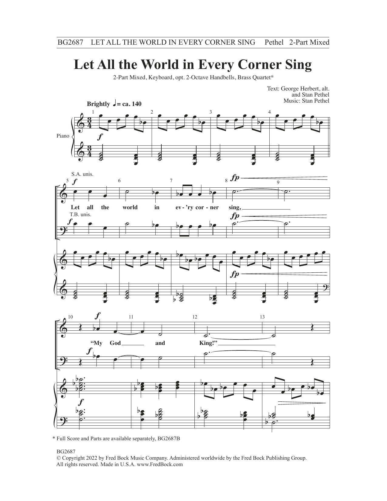 Stan Pethel Let All the World in Every Corner Sing Sheet Music Notes & Chords for SATB Choir - Download or Print PDF