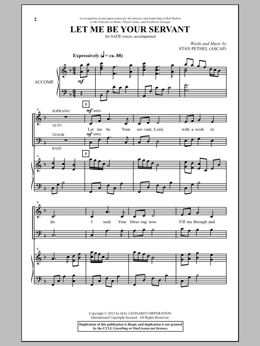 Stan Pethel Let Me Be Your Servant Sheet Music Notes & Chords for SATB - Download or Print PDF