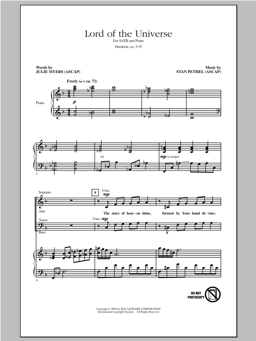 Stan Pethel Lord Of The Universe Sheet Music Notes & Chords for SATB - Download or Print PDF